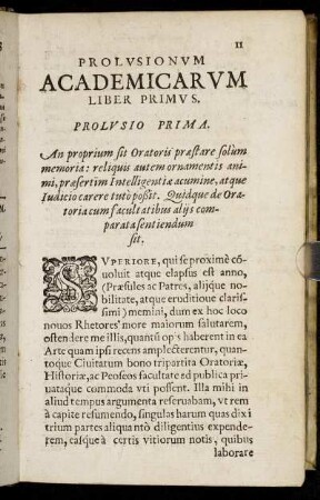 Prolusio Prima.