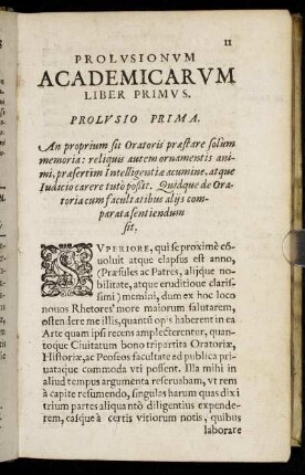 Prolusio Prima.