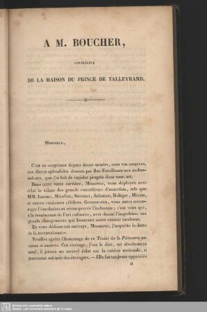 A M. Boucher, contròleur de la maison du Prince de Talleyrand