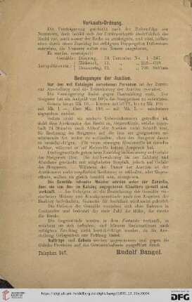 Verkaufs-Ordung/ Bedingung der Auction