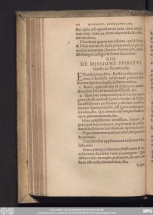 XIII. De Missione Spiritus sancti in Pentecoste.