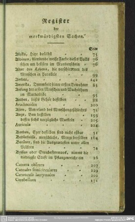Register der merkwürdigsten Sachen