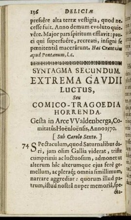 Syntagma Secundum. Extrema Gaudii Luctus, Seu Comico-Tragoedia Horrenda