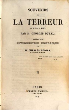 Souvenirs de la terreur de 1788 à 1793, 2