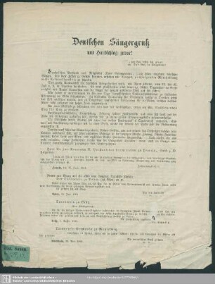 [Aufforderung zur Subscription auf ein von Gebr. Geißler herzustellendes Erinnerungsblatt vom Deutschen Sängerfeste zu Dresden]