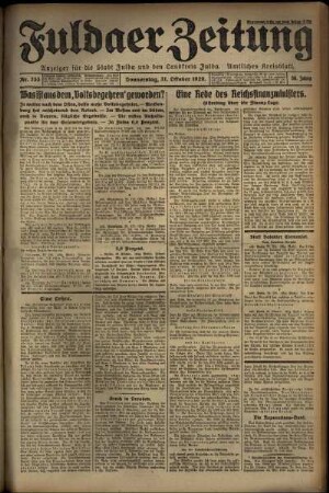 Erste Ausgabe vom Donnerstag, den 31. Oktober 1929.