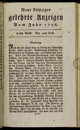 80stes Stück. Den 3ten Octb.