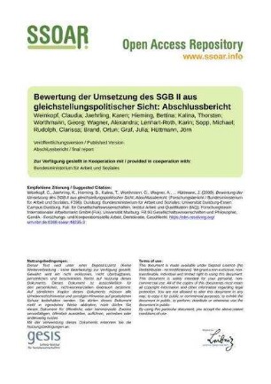 Bewertung der Umsetzung des SGB II aus gleichstellungspolitischer Sicht: Abschlussbericht