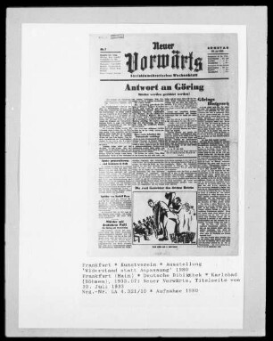 Neuer Vorwärts, Titelseite vom 30. Juli 1933