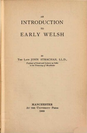 An introduction to early Welsh