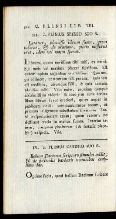 IV. C. Plinius Caninio Suo S.