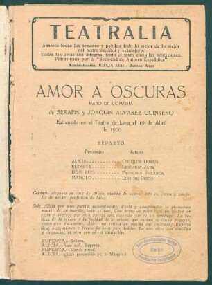 1922000100: Amor a oscuras : (paso de comedia)
