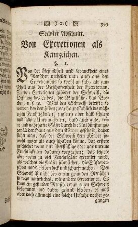 Sechster Abschnitt. Von Excretionen als Kennzeichen.