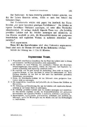 Zusammenstellung der angenommenen Thesen : [Protokolle der Verhandlungen]
