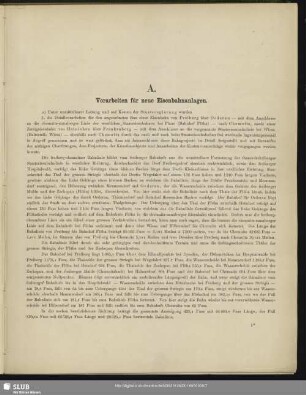 A. Vorarbeiten für neue Eisenbahnanlagen