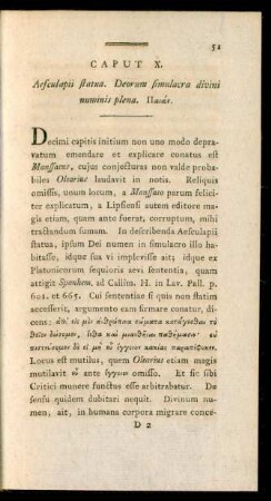 Caput X. Aesculapii statua. Deorum simulacra divini numinis plena. [...].