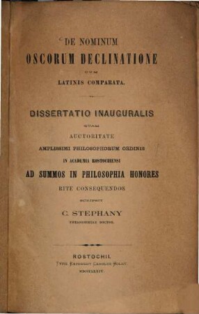 De nominum Oscorum declinatione cum Latinis comparata