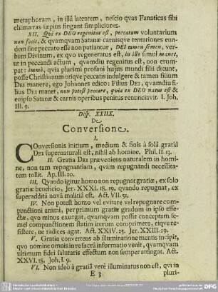Disp. XXIIX. De Conversione