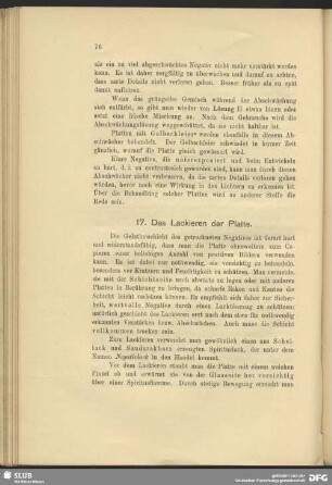 17. Das Lackieren der Platte