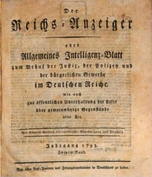 Kaiserlich privilegirter Reichs-Anzeiger. 1793, 2