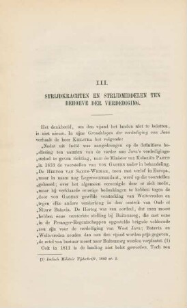 III. Strijdkrachten en strijdmiddelen ten behoeve der verdediging