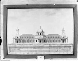 Gebäudekomple der Collegiata, Aufriss der Vorderfront