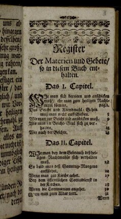 Register der Materien und Gebete, so in diesem Buch enthalten