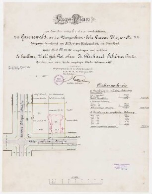 Villa Dr. Richard Schöne, Berlin-Grunewald: Vermessungsplan 1:500