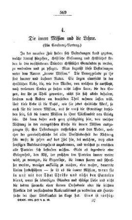 Die innere Mission und die Lehrer : (Ein Conferenz-Vortrag)