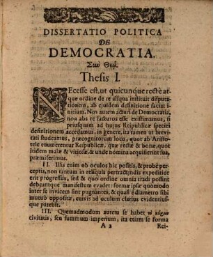Dissertatio Politica De Democratia