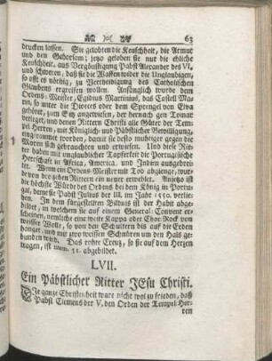 LVII. Ein Päbstlicher Ritter Jesu Christi.