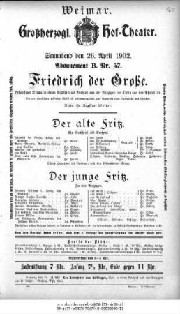 Friedrich der Große [Der alte Fritz (Nachspiel als Vorspiel); Der junge Fritz]