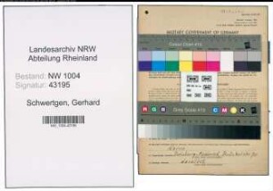 Entnazifizierung Gerhard Schwertgen , geb. 21.09.1883 (Milchhaendler)