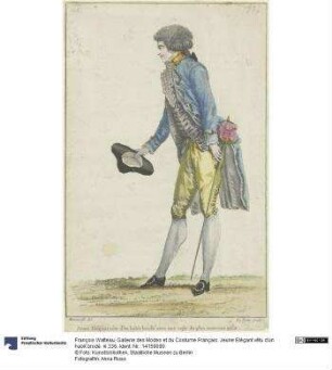 Gallerie des Modes et du Costume Français: Jeune Elégant vêtu d'un habit brodé. iii.336