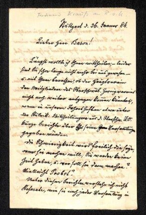 Brief von Ferdinand Krauss an R.v. Koenig