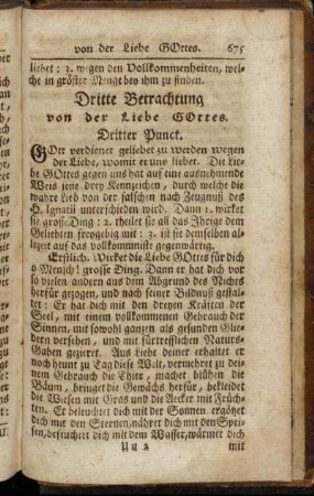 Dritte Betrachtung von der Liebe Gottes.