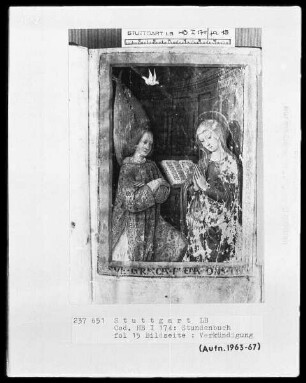Lateinisches Stundenbuch — Verkündigung, Folio 15recto