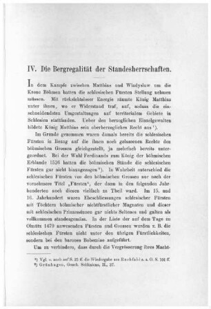 IV. Die Bergregalität der Standesherrschaften