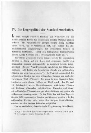 IV. Die Bergregalität der Standesherrschaften