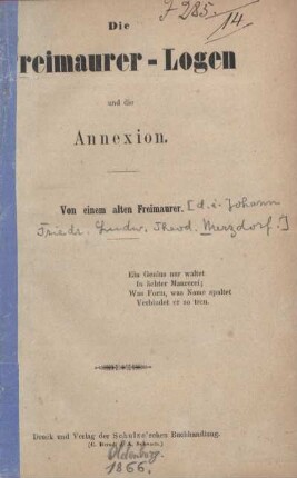 Die Freimaurer-Logen und die Annexion