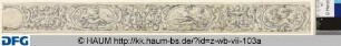 Schmuckleistenentwurf mit Grotesken und Ovalfeldern mit Allegorien der Jahreszeiten (Frühling, Sommer, Herbst)
