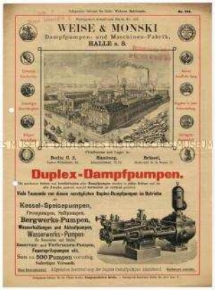 Duplex-Dampfpumpen der Firma Weise und Monski