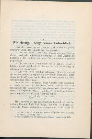 Einleitung. Allgemeiner Ueberblick.
