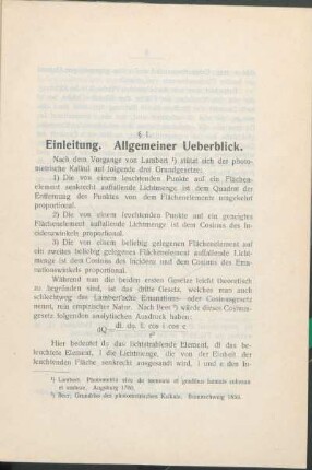 Einleitung. Allgemeiner Ueberblick.