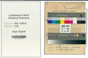 Entnazifizierung Rudolf Kopf , geb. 26.07.1921 (Dozent)