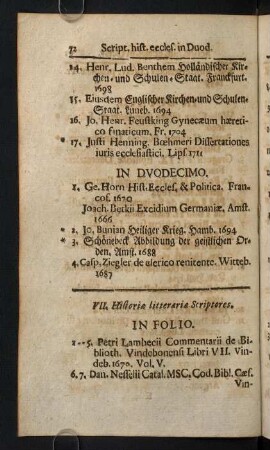 72-75, VII. Historiae litterariae Scriptores.