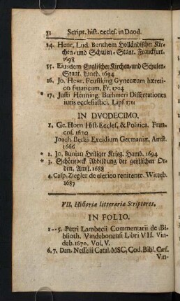 72-75, VII. Historiae litterariae Scriptores.