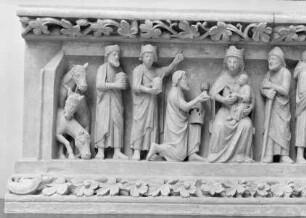 Abguss des Relieffries des Lettners in der Kirche von Le Bourget — Anbetung durch die Heiligen, Verkündigung an die Hirten, Verkündigung Marias