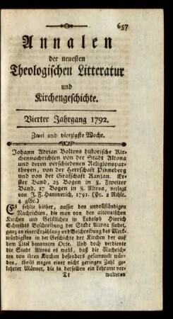 Zwei und vierzigste Woche