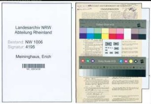 Entnazifizierung Erich Meininghaus , geb. 01.02.1899 (Ingenieur)